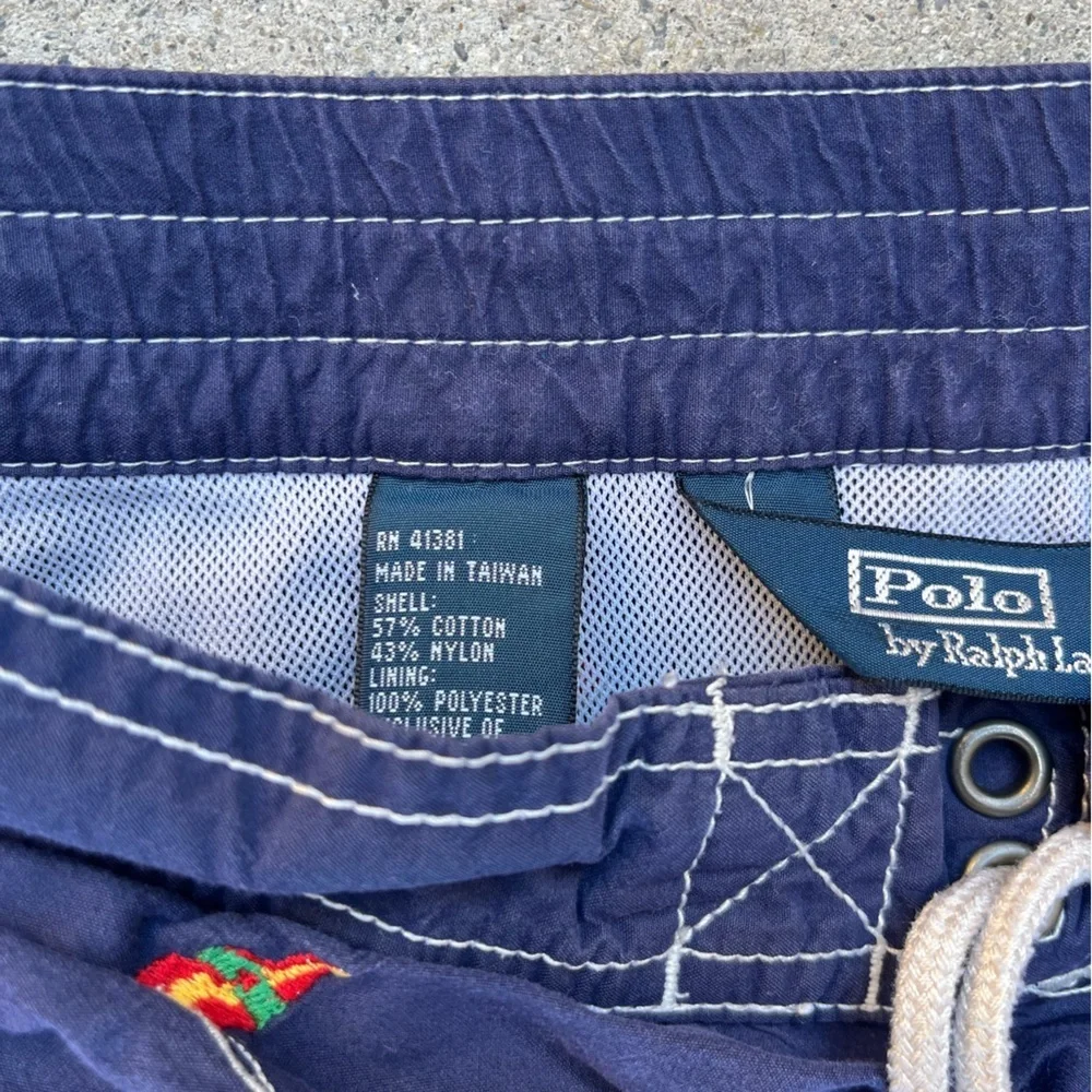 Men's Vintage Polo Ralph Lauren Swim Trunks Blue All-Over Print M Sailboat‎ Prep
